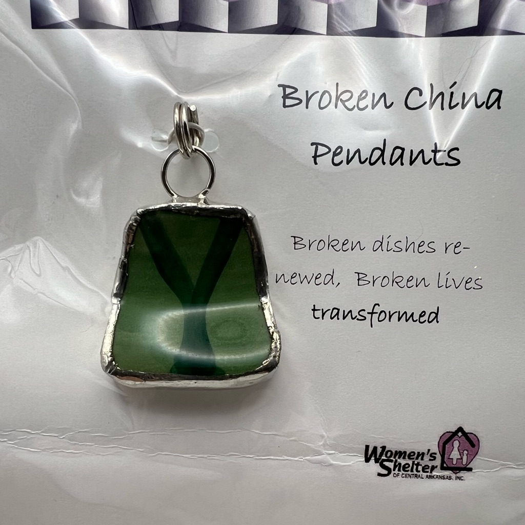 Broken China Pendant Green Pendant
